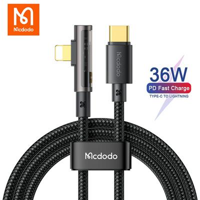 Mcdodo CA-339 36W Type C to Lightning Cable for iPhone 14 13 12 11 Pro Max Phone Charge Data Sync Cord USBC iOS Elbow Fast Chargr Line
