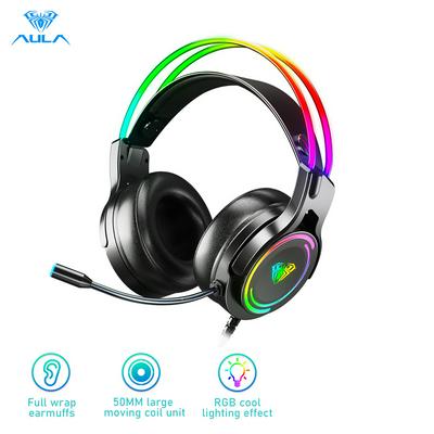 AULA S506 Gaming Headset RGB Head Beam Cool Lighting Effect  Microphone HD Calling Lightweight Design  for PC Laptops