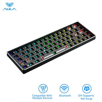AULA F3168 Keyboard DIY Hot Swap Keyboard Kit Wired/Bluetooth/2.4G 68 Keys Rainbow Backlit Keyboard for MAC/I0S/Android/Windows