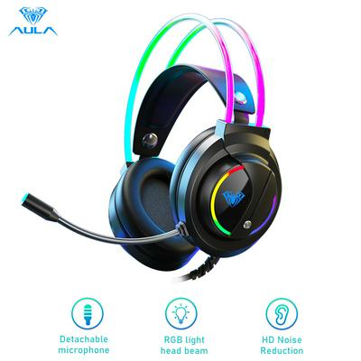 AULA S501 Gaming Headset RGB Head Beam Cool Lighting Effect Microphone HD Calling Lightweight Design for PC Laptops