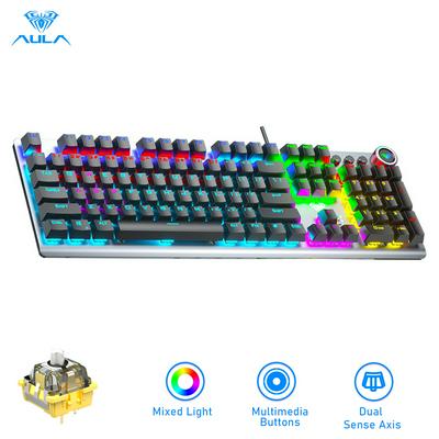 AULA F3018 Dual Touch Switch Mechanical Gaming Keyboard Anti-Ghosting 104 Keyboard Ultra-Thin Wired Hybrid Backlit Keyboard Game