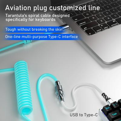 AULA Air line Detachable Aviation Plug-In Keyboard Cable Connector Type-C/USB High Quality Extended Custom Hidden Helix
