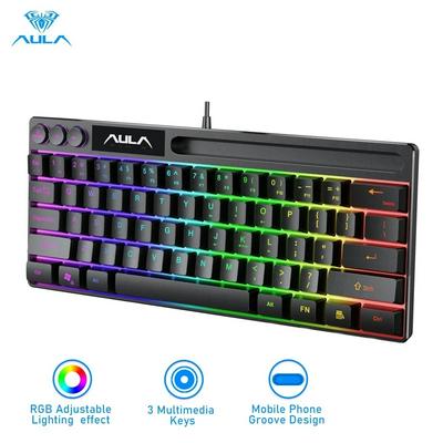 AULA F3061 RGB 61 Keys Wired Membrang Gaming Keyboard USB Interface for PC/Laptop Connection, Phone Slot Space Saving Design