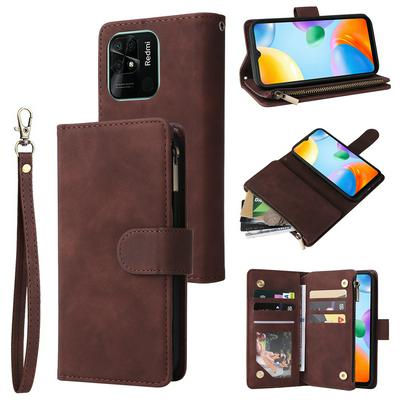 For Redmi 10C Multi-card Slots Zipper Wallet Style PU Leather Phone Case