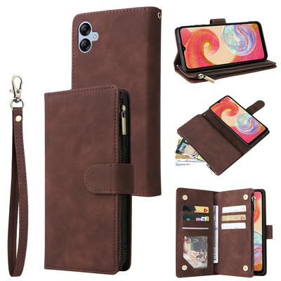 For Samsung Galaxy A04E Multi-card Slots Zipper Wallet Style PU Leather Phone Case