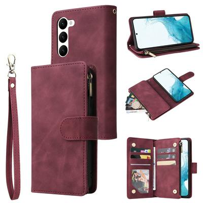 For Samsung Galaxy S23 Multi-card Slots Zipper Wallet Style PU Leather Phone Case