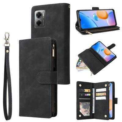 For Redmi 10 5G Multi-card Slots Zipper Wallet Style PU Leather Phone Case