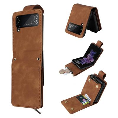 For Samsung Galaxy Z Flip3 Multi-card Slots Zipper Wallet Style PU Leather Phone Case