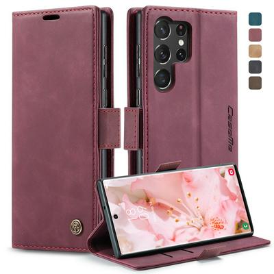 For Samsung Galaxy S23 ultra Frosted Skin Feel Flip Leather Case with Card Slot & Stand Function