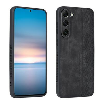 For Samsung Galaxy S23 Embossed Skin-friendly Anti-Scratch Flower Creative Rhombus Pattern Insert Card Case