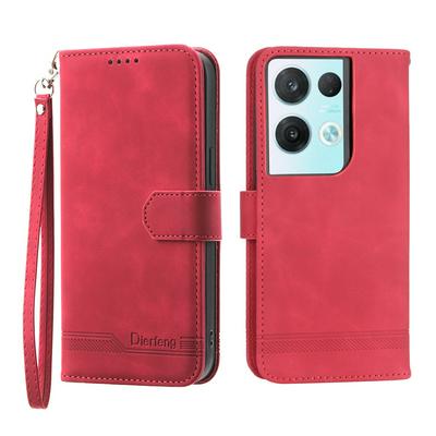 For OPPO Reno8 Pro Series Line Terms Strong Magnetic Closure PU Leather + TPU Wallet Case