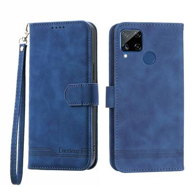 For OPPO Realme C12/C15/C25 Series Line Terms Strong Magnetic Closure PU Leather + TPU Wallet Case