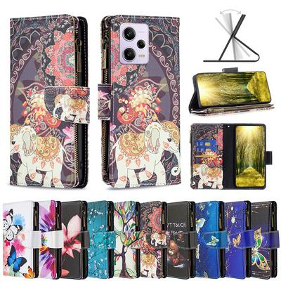 For Redmi note 12 Pro plus Painted Zipper Wallet BF03 Flip Leather Case with Stand &Lanyard Function