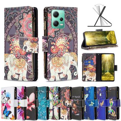 For Redmi note 12 Painted Zipper Wallet BF03 Flip Leather Case with Stand &Lanyard Function