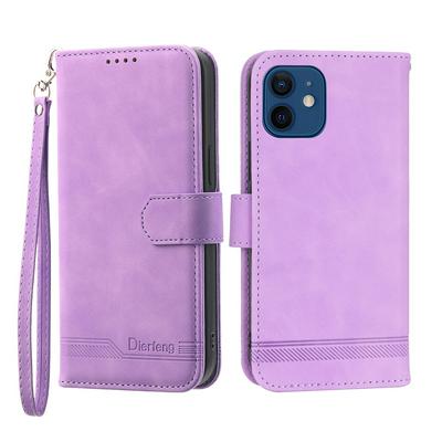 For iPhone 12 Pro Max Series Line Terms Strong Magnetic Closure PU Leather + TPU Wallet Case