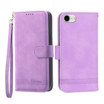 For iPhone 6 Plus/7 Plus/8 Plus Series Line Terms Strong Magnetic Closure PU Leather + TPU Wallet Case