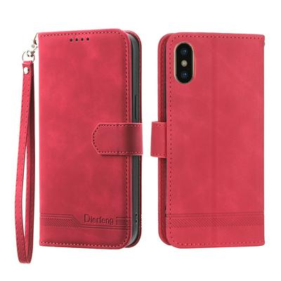 For iPhone XR Series Line Terms Strong Magnetic Closure PU Leather + TPU Wallet Case