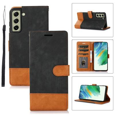 For Samsung Galaxy S21 FE   Retro Splice Scratch-resistant PU Leather Phone Case