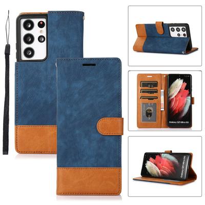For Samsung Galaxy S21 ultra  Retro Splice Scratch-resistant PU Leather Phone Case