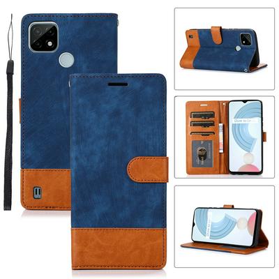 For OPPO Realme C21 Retro Splice Scratch-resistant PU Leather Phone Case