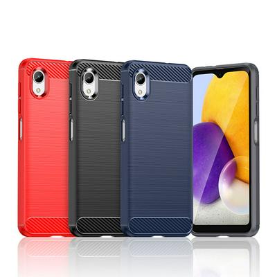 For Samsung Galaxy A22E Carbon Fiber Drawing Series Scratch Resistant Shock Absorption Soft TPU Back Cover Case