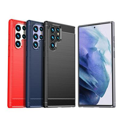 For Samsung Galaxy S23 Ultra Ultra-Thin Carbon Fiber Drawing Anti-fingerprint TPU Protective Case 