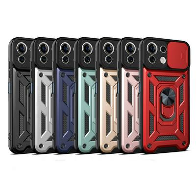Xiaomi Mi 11 Lite Sergeant Shockproof Drop-proof PC+TPU Phone Protective Case with Metal Ring Kickstand and Metal Patch