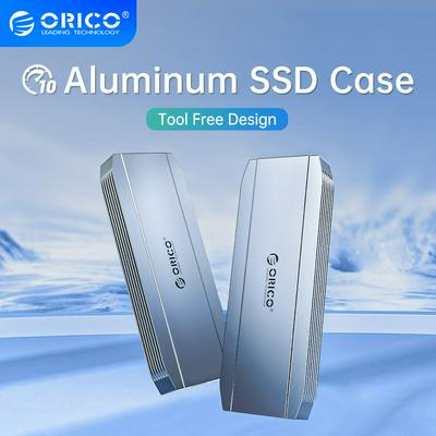 ORICO Tool Free M2 SATA SSD Enclosure Aluminum SATA 6Gbps NVMe 10Gbps PCIe Type C M.2 SSD Enclosure M Key Solid State Drive Case