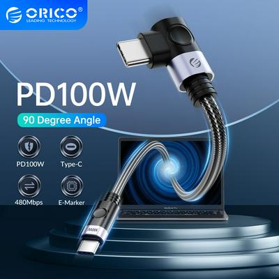 ORICO USB C Cable PD 100W Fast Charger 5A Quick Charge Computer Wire for Macbook Pro USB C Cord Elbow Cable for Game