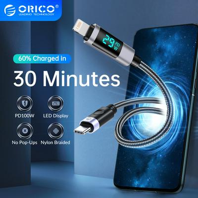 ORICO USB C to Lightning Cable MacBook LED Display USB C Fast Charging for iPhone Charger Type C Cable for iPhone 13 12 Pro Max