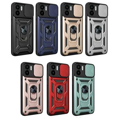 Xiaomi Redmi A1 Ring Holder Kickstand Camera Slide Cover Design PC + TPU Phone Back Cover Case