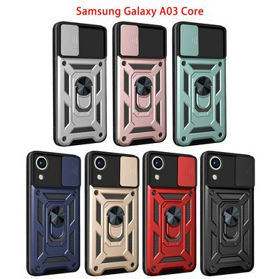 Samsung Galaxy A03 Core Sergeant Shockproof Drop-proof PC+TPU Phone Protective Case with Metal Ring Kickstand and Metal Patch