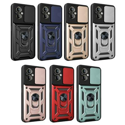 OnePlus Nord N20 5G Sergeant Shockproof Drop-proof PC+TPU Phone Protective Case with Metal Ring Kickstand and Metal Patch