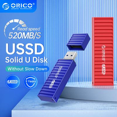 ORICO USSD-J Solid State U Disk 520MB/S Flash Drive 128GB 256GB 512GB USB3.2 PenDrive Black Metal Solid State Hard Disk