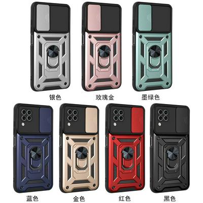 Xiaomi Redmi 10 Ring Holder Kickstand Camera Slide Cover Design PC + TPU Phone Back Cover Case