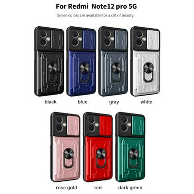 Xiaomi Redmi Note 12 Pro Ring Holder Kickstand Camera Slide Cover Design PC + TPU Phone Back Cover Case