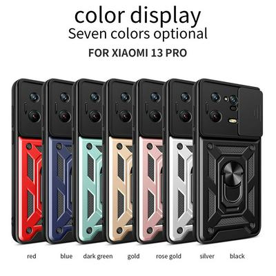 Xiaomi 13 Pro Ring Holder Kickstand Camera Slide Cover Design PC + TPU Phone Back Cover Case