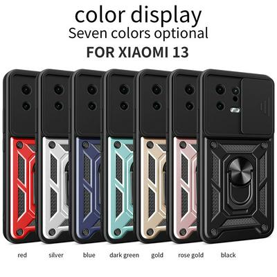 Xiaomi 13 Ring Holder Kickstand Camera Slide Cover Design PC + TPU Phone Back Cover Case
