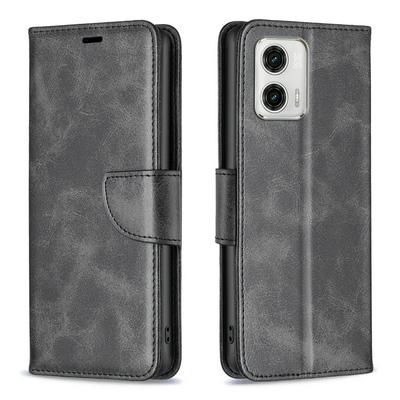 For Motorola Moto G73 Solid Color Sheep Pattern Scratch Resistant Wallet Leather Case