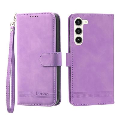 For Samsung Galaxy S23 Plus Series Line Terms Strong Magnetic Closure PU Leather + TPU Wallet Case