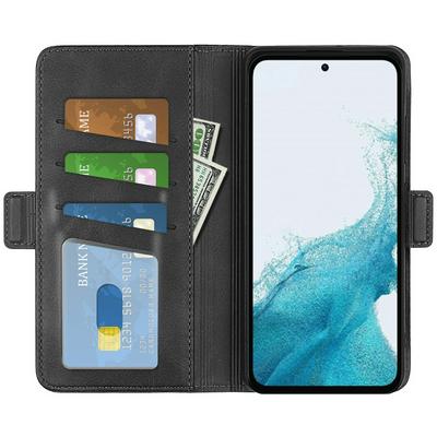 For Samsung Galaxy A54 Double Buckle Wallet Style Folio Flip Leather Case with Stand and Card Slots Function