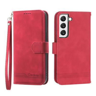 For Samsung Galaxy S22 Series Line Terms Strong Magnetic Closure PU Leather + TPU Wallet Case