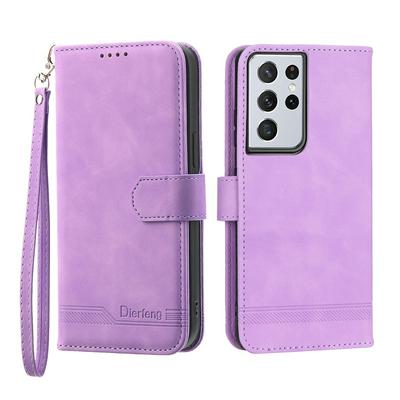 For Samsung Galaxy S21 Ultra Series Line Terms Strong Magnetic Closure PU Leather + TPU Wallet Case