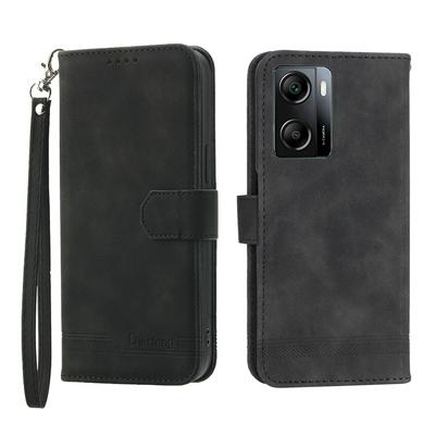 For OPPO A57 5G Series Line Terms Strong Magnetic Closure PU Leather + TPU Wallet Case
