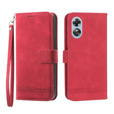 For OPPO A17 Series Line Terms Strong Magnetic Closure PU Leather + TPU Wallet Case