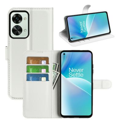 For OnePlus Nord 2T 5G Solid Color Scratch Resistant Folio Flip Leather Case with Stand and Card Slots Function