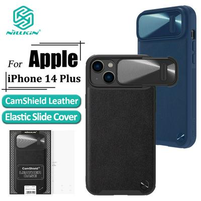 Nillkin Luxury CamShield Leather S Casing For iPhone 14 Plus Shockproof Phone Cover Slide Camera Protection PU Leather+PC + TPU Phone Case 