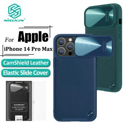 Nillkin Luxury CamShield Leather S Casing For iPhone 14 Pro Max Shockproof Phone Cover Slide Camera Protection PU Leather+PC + TPU Phone Case 