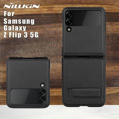 NILLKIN for Samsung Galaxy Z Flip 3 5G Case Qin PU Flip Leather Case Card Slot Back Cover for Samsung Z Flip 3 5G