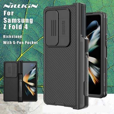 NILLKIN For Samsung Z Fold 4 5G Case Camshield Pro Lens Kickstand With S-Pen Pocket Silicone Slide Camera Protection Cover Fold4